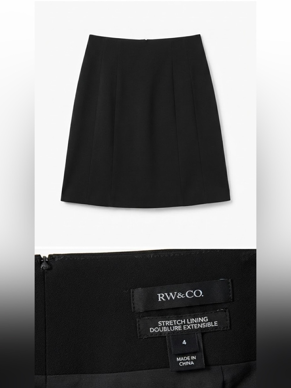 NWT RW&CO Black A-Line Pencil Mini Skirt / Size 2